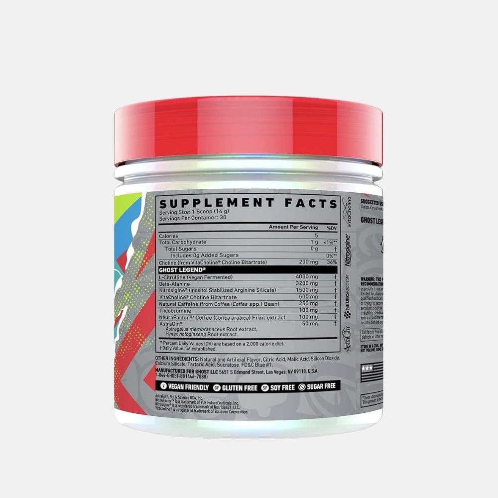 GHOST Legend Pre-Workout Powder - Blue Raspberry Flavor - Image 2