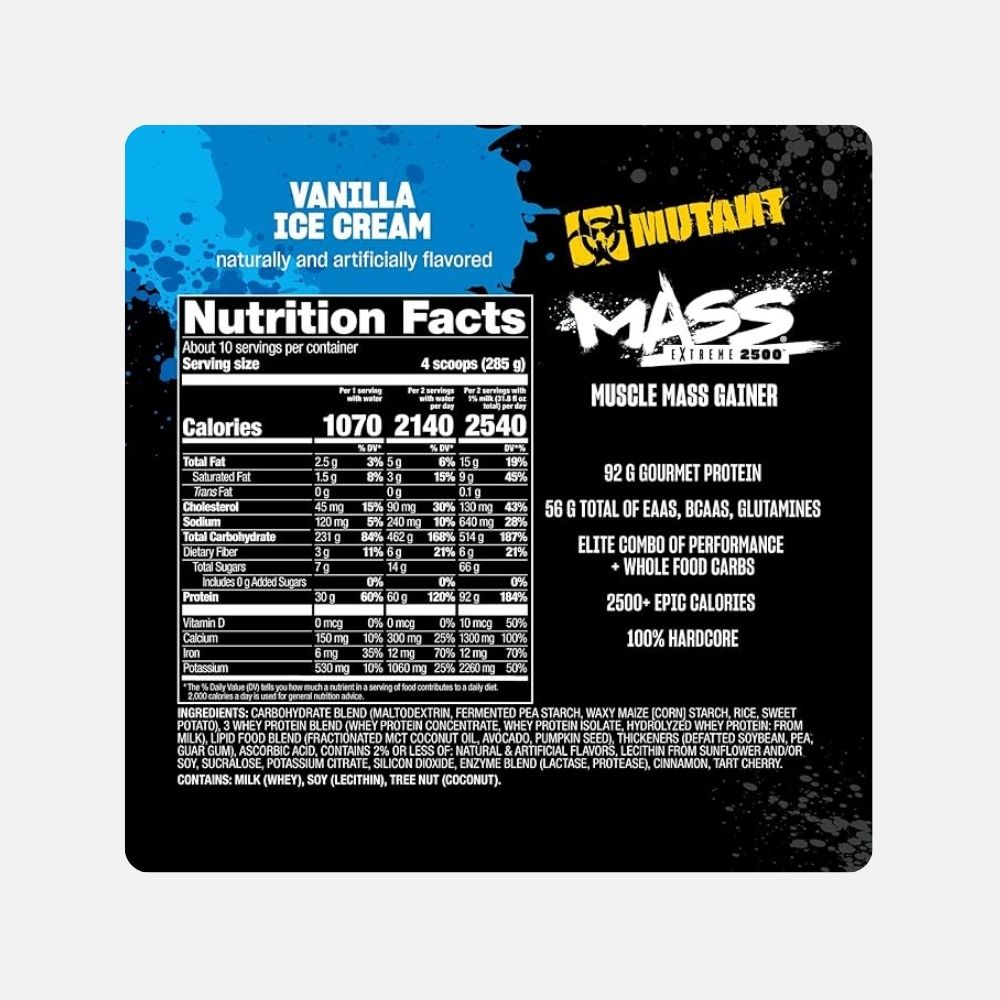 Mutant Mass High-Calorie Muscle Gainer - 5 lb - Image 5