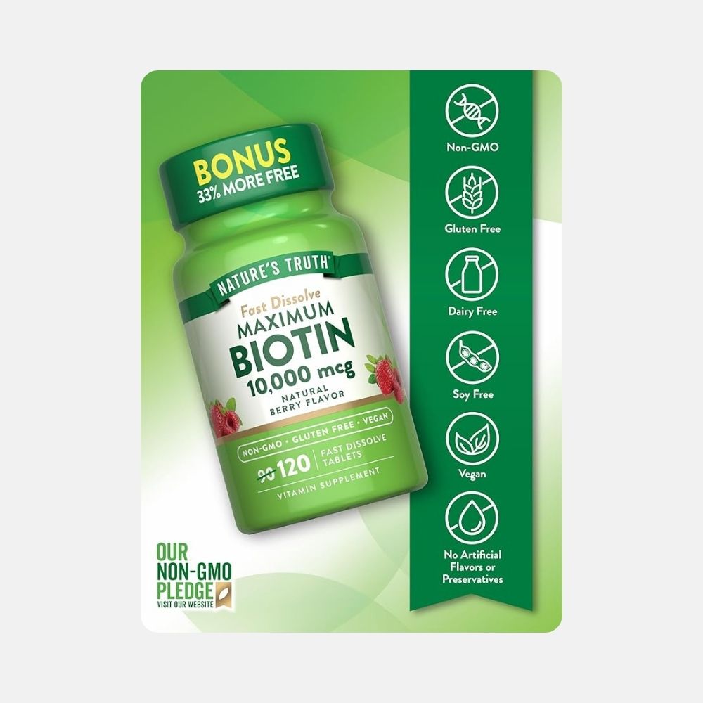 Nature’s Truth Biotin 10,000 mcg for Healthy Hair - Image 4