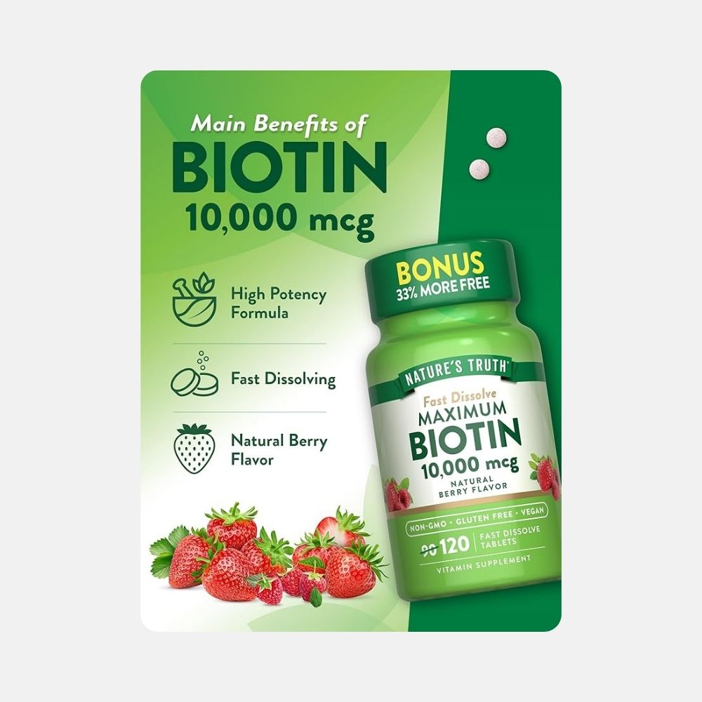Nature’s Truth Biotin 10,000 mcg for Healthy Hair - Image 3