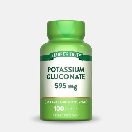 Potassium Gluconate 595 mg - 100 Caplets for Muscle Support