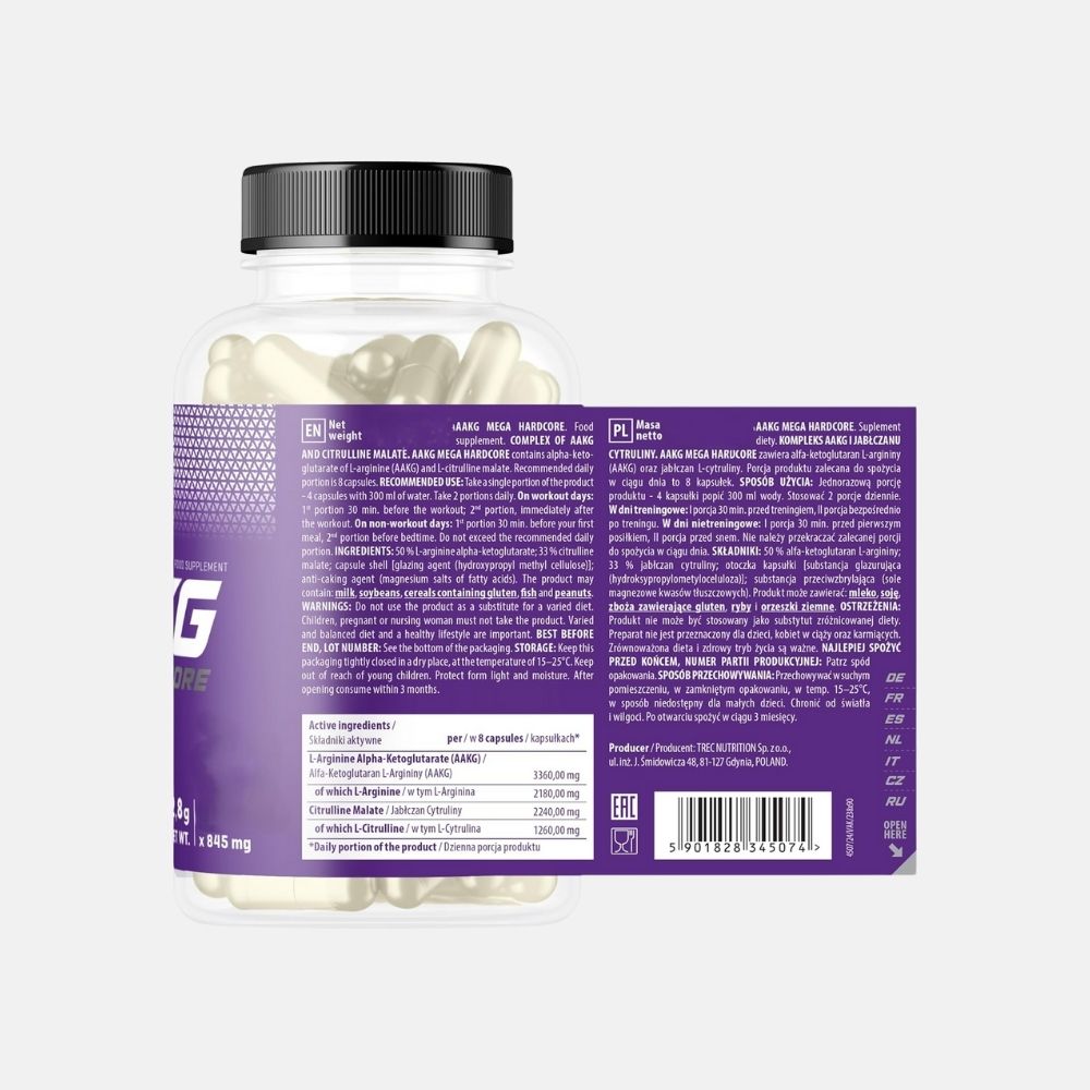 Trec Nutrition AAKG Mega Hardcore Capsules - 120 Count - Image 3