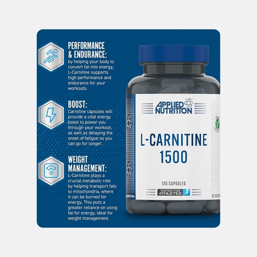 Applied Nutrition L-Carnitine 1500 mg - 120 Vegan Capsules - Image 4