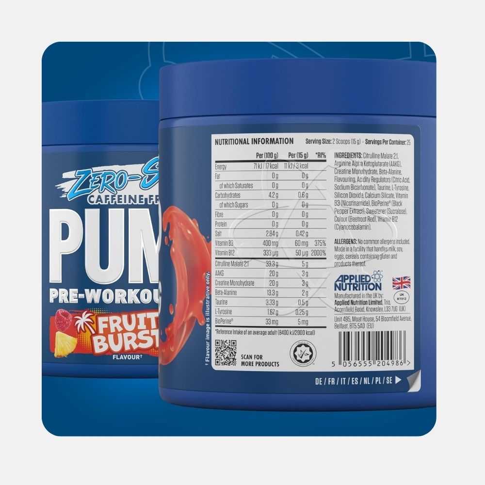 Applied Nutrition Pump Zero Stimulant-Free Pre-Workout 375g - Image 2
