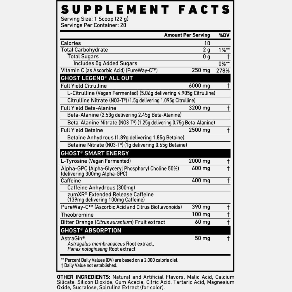 Ghost Legend All Out Powder – Energizing Pre-Workout Mix - Image 3