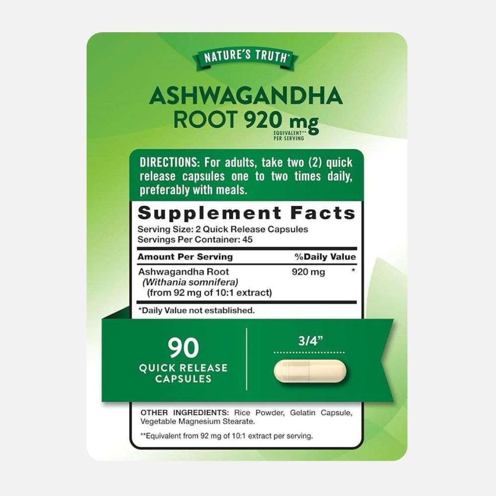 Ashwagandha Root Extract 920 mg - 90 Capsules - Image 2